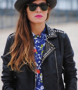 Classic studded leather jacket for women